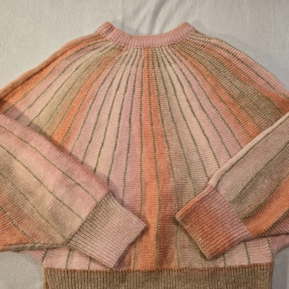 Molly Bracken Pink Peach Striped Crew Neck Sweater - Picture 7 of 14
